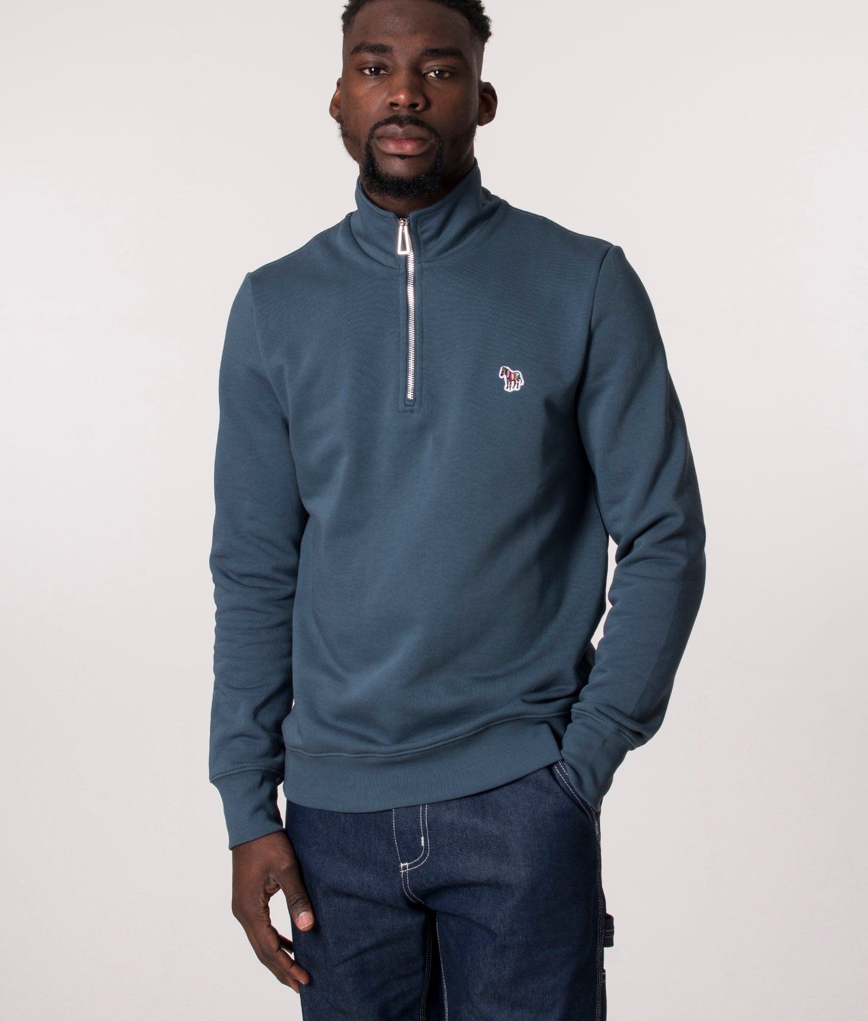 Quarter-Zip-Zebra-Logo-Sweatshirt-Indigo-PS-Paul-Smith-EQVVS
