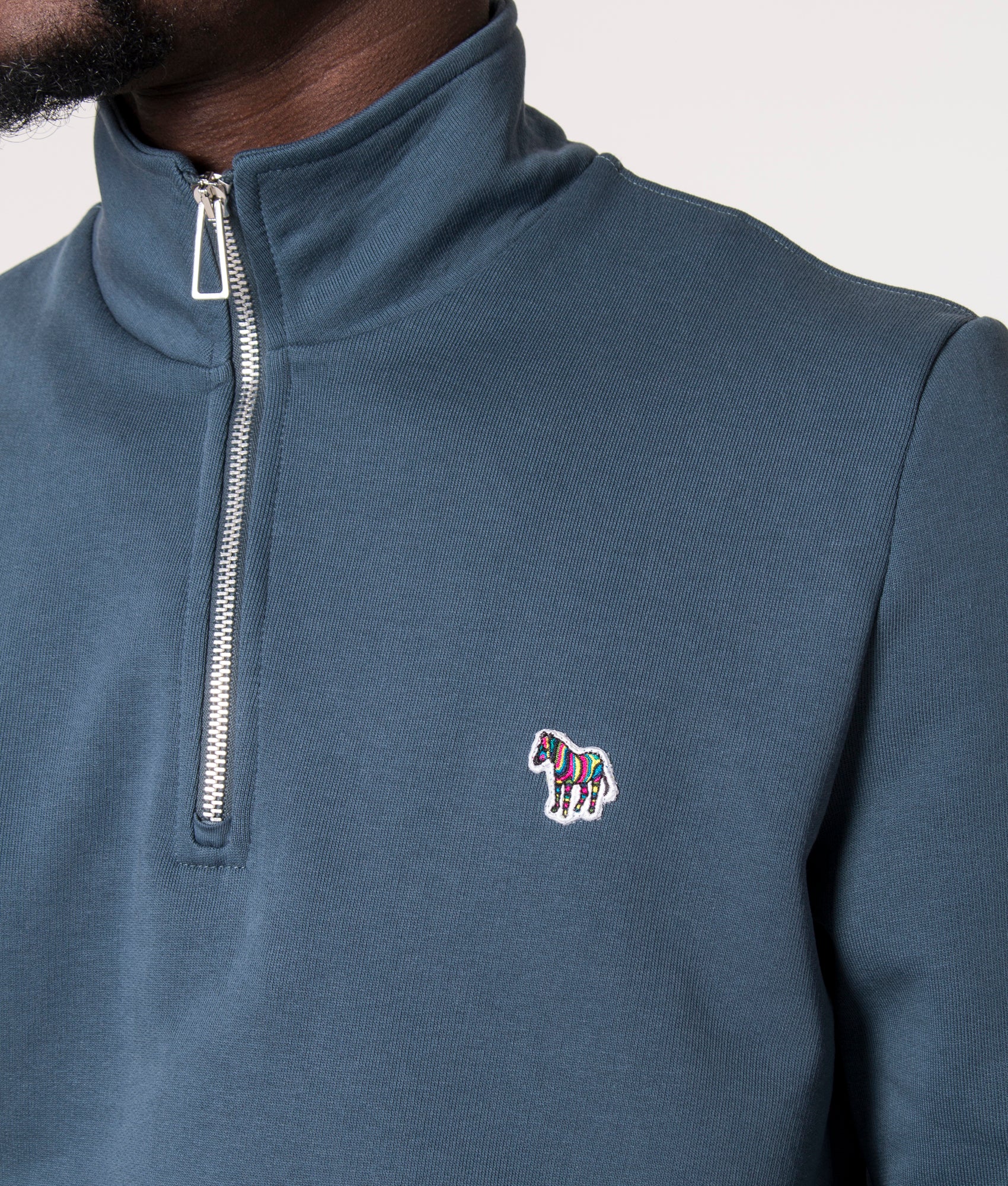 Quarter-Zip-Zebra-Logo-Sweatshirt-Indigo-PS-Paul-Smith-EQVVS