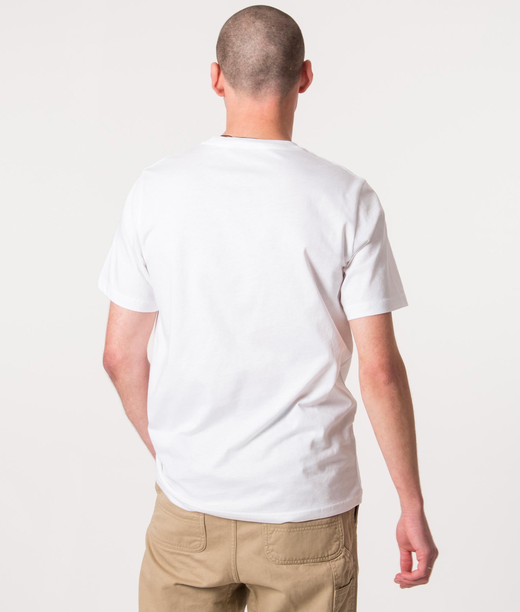 PS Paul Smith Zebra Logo T-Shirt in White at EQVVS Menswear.Model back shot.