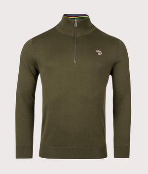 Quarter-Zip-Zebra-Badge-Knit-Olive-Green-PS-Paul-Smith-EQVVS