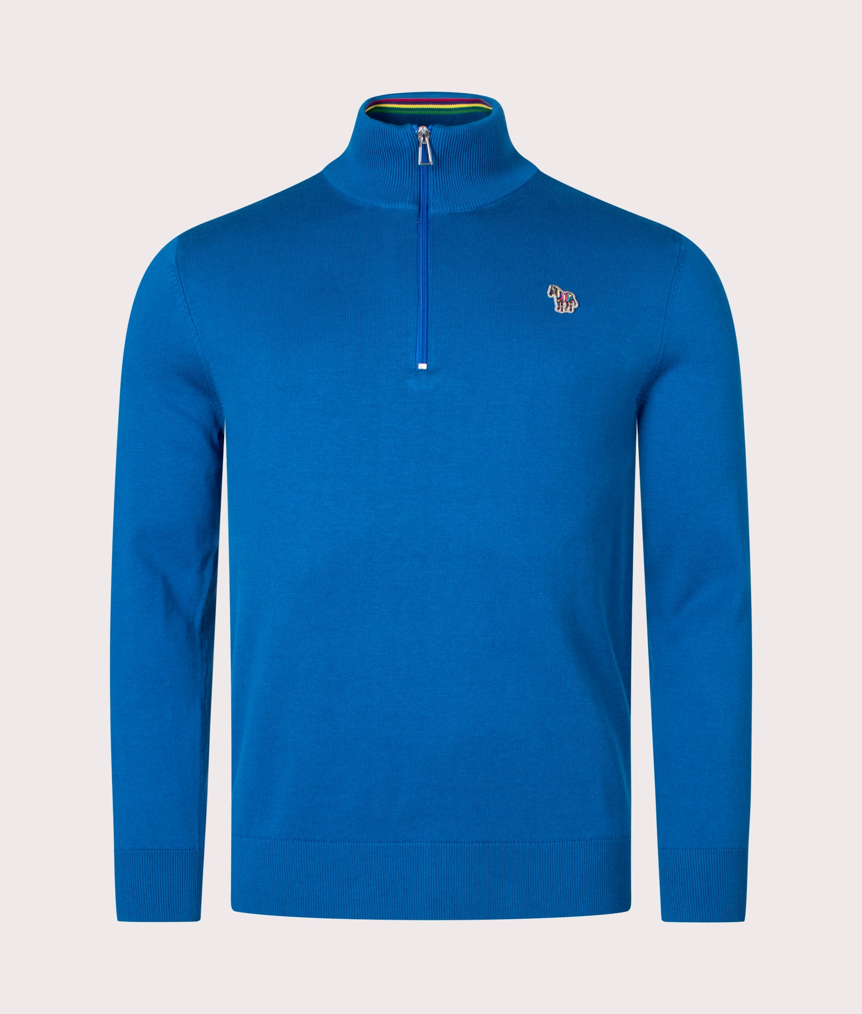 Quarter-Zip-Zebra-Badge-Knit-Petrol-Blue-PS-Paul-Smith-EQVVS