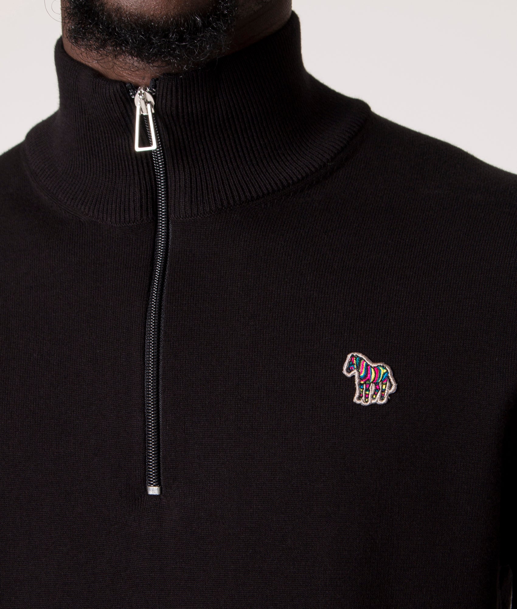 Quarter-Zip-Zebra-Badge-Knit-Black-PS-Paul-Smith-EQVVS