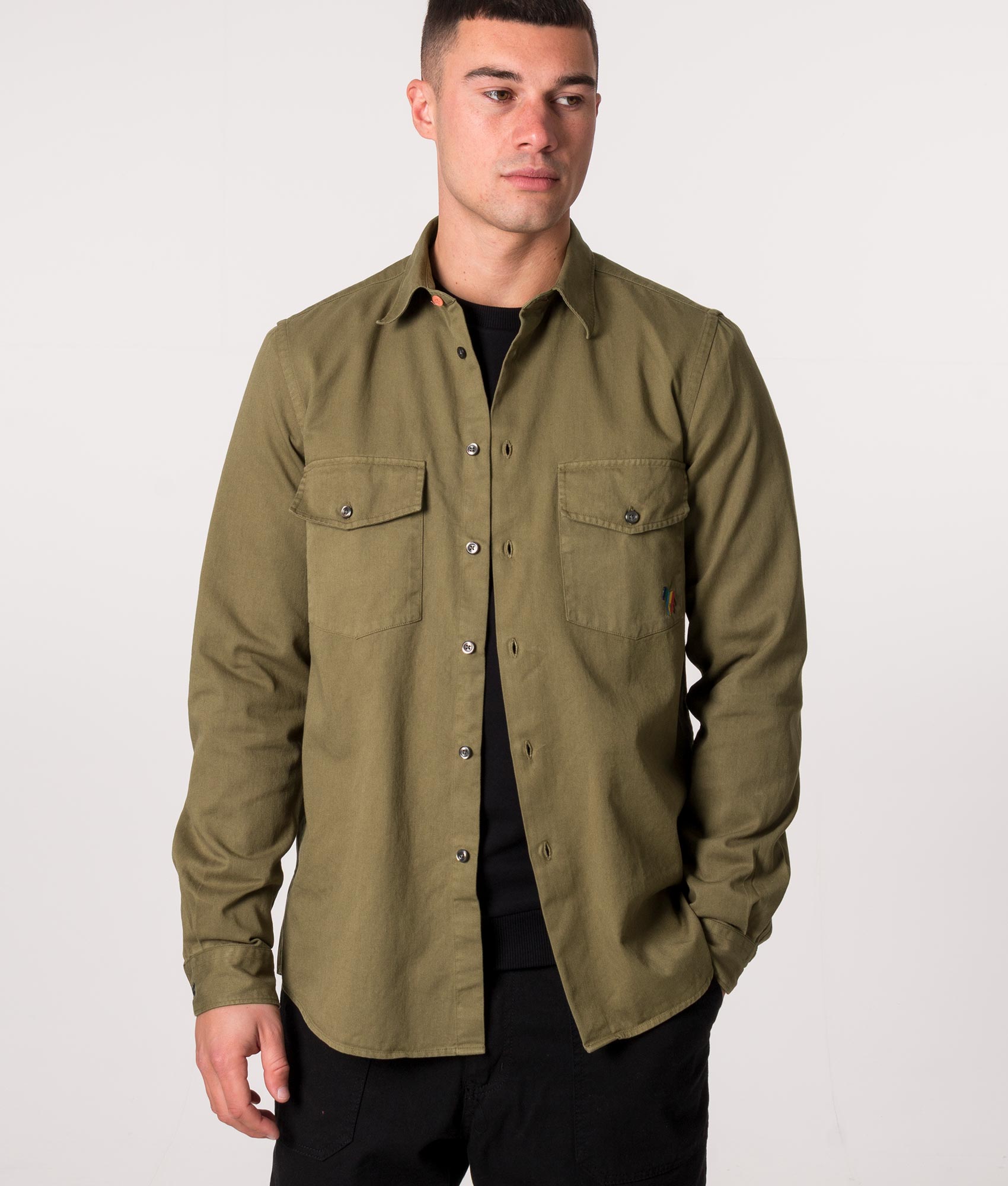 Broad-Stripe-Zebra-Shirt-Military-Green-Ps-Paul-Smith-EQVVS 