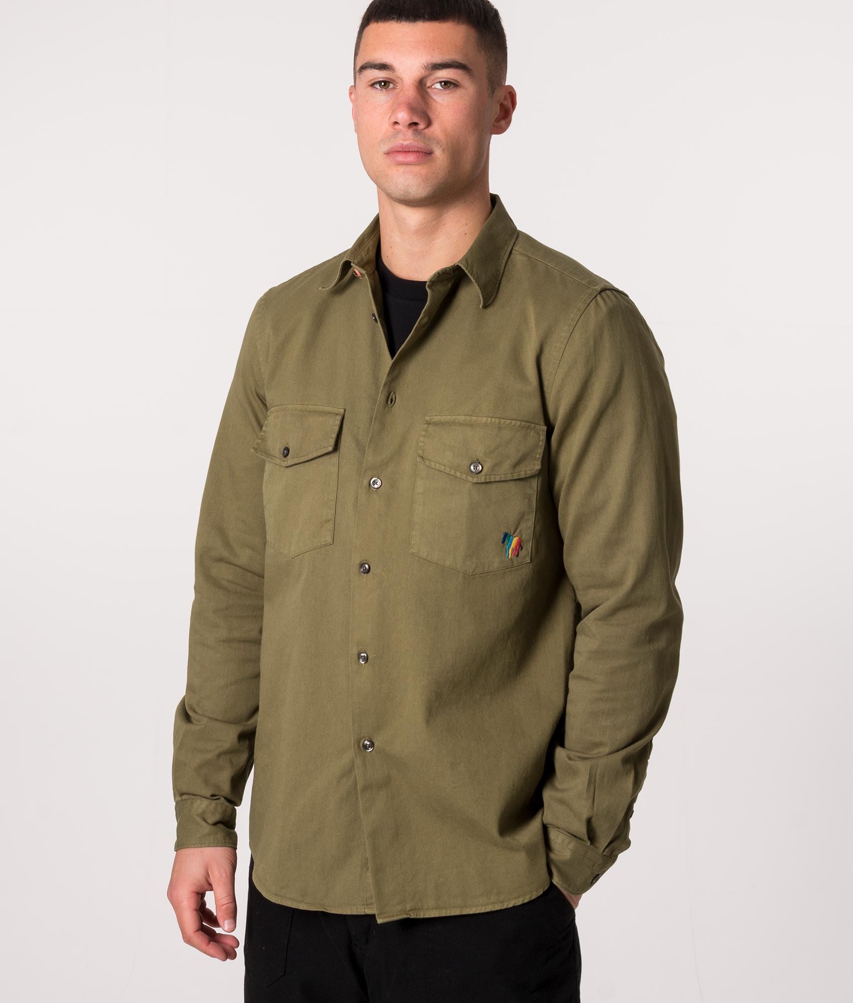 Broad-Stripe-Zebra-Shirt-Military-Green-Ps-Paul-Smith-EQVVS 