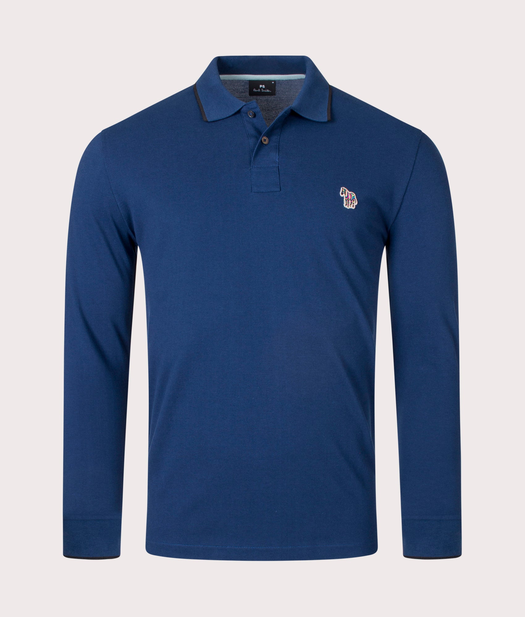 Regular Fit Long Sleeve Zebra Badge Polo Shirt