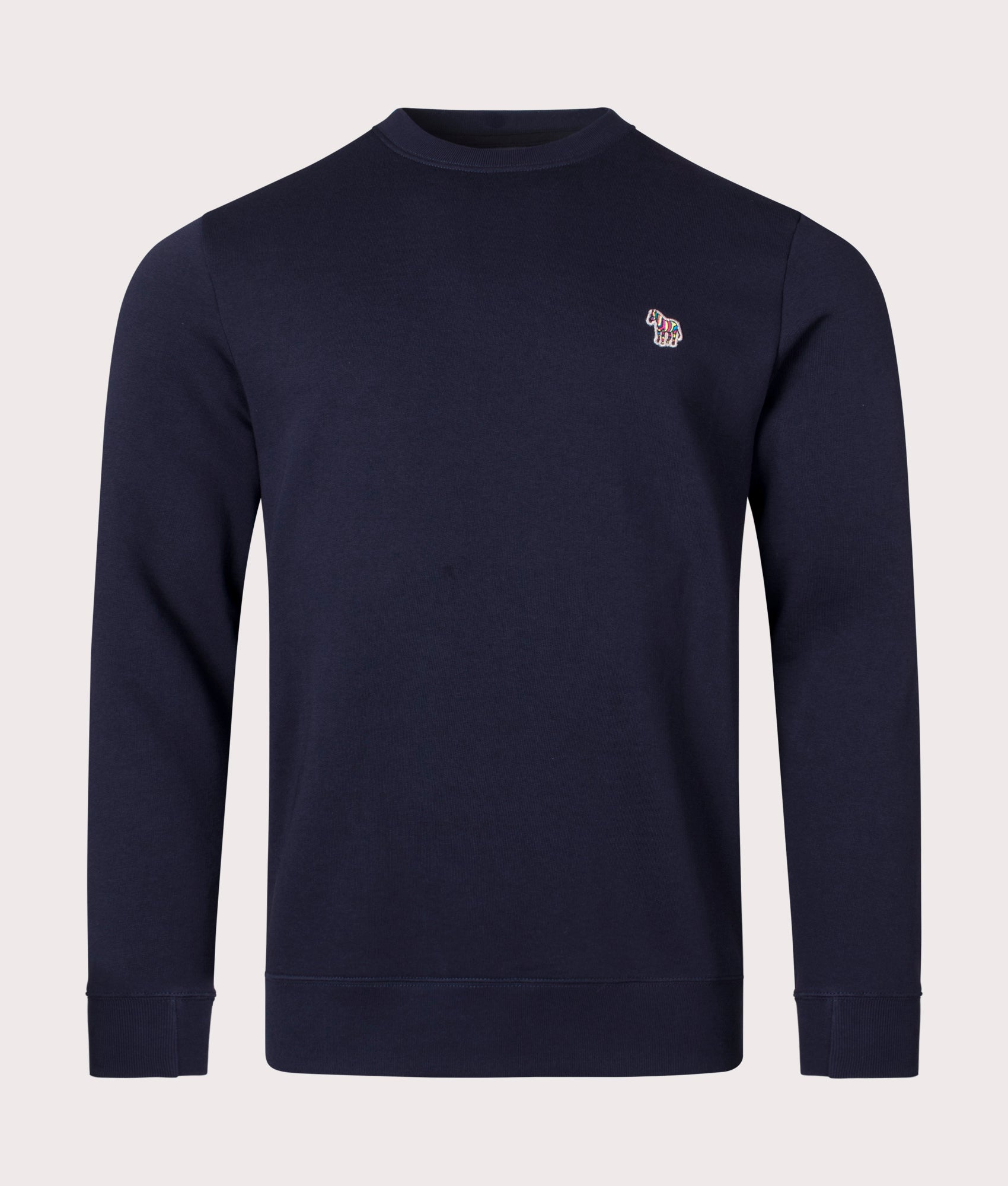 PS Paul Smith Zebra Logo Sweatshirt Very Dark Navy. Front angle shot at EQVVS.