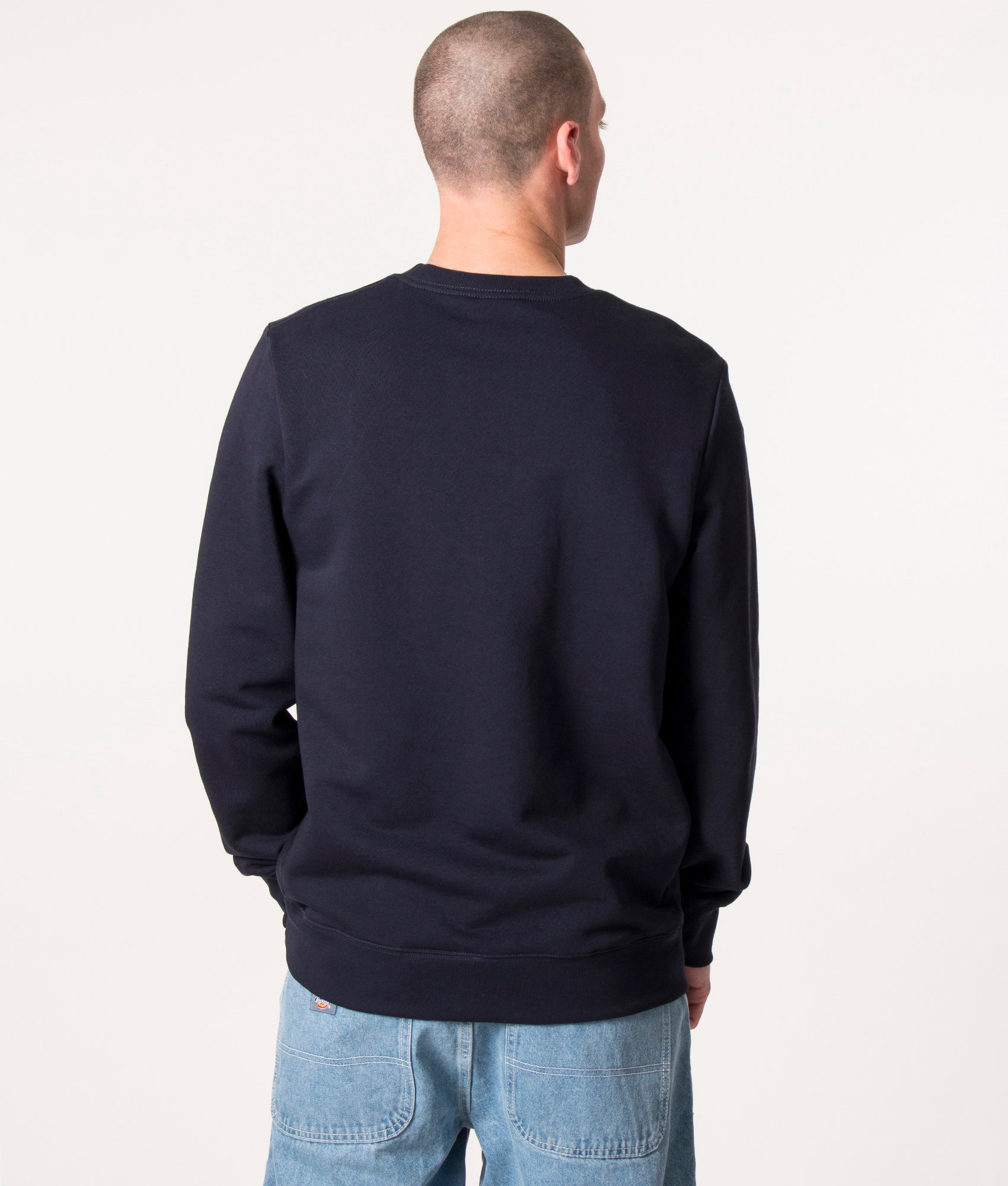 PS Paul Smith Zebra Logo Sweatshirt Very Dark Navy at Back Model Shot. At EQVVS