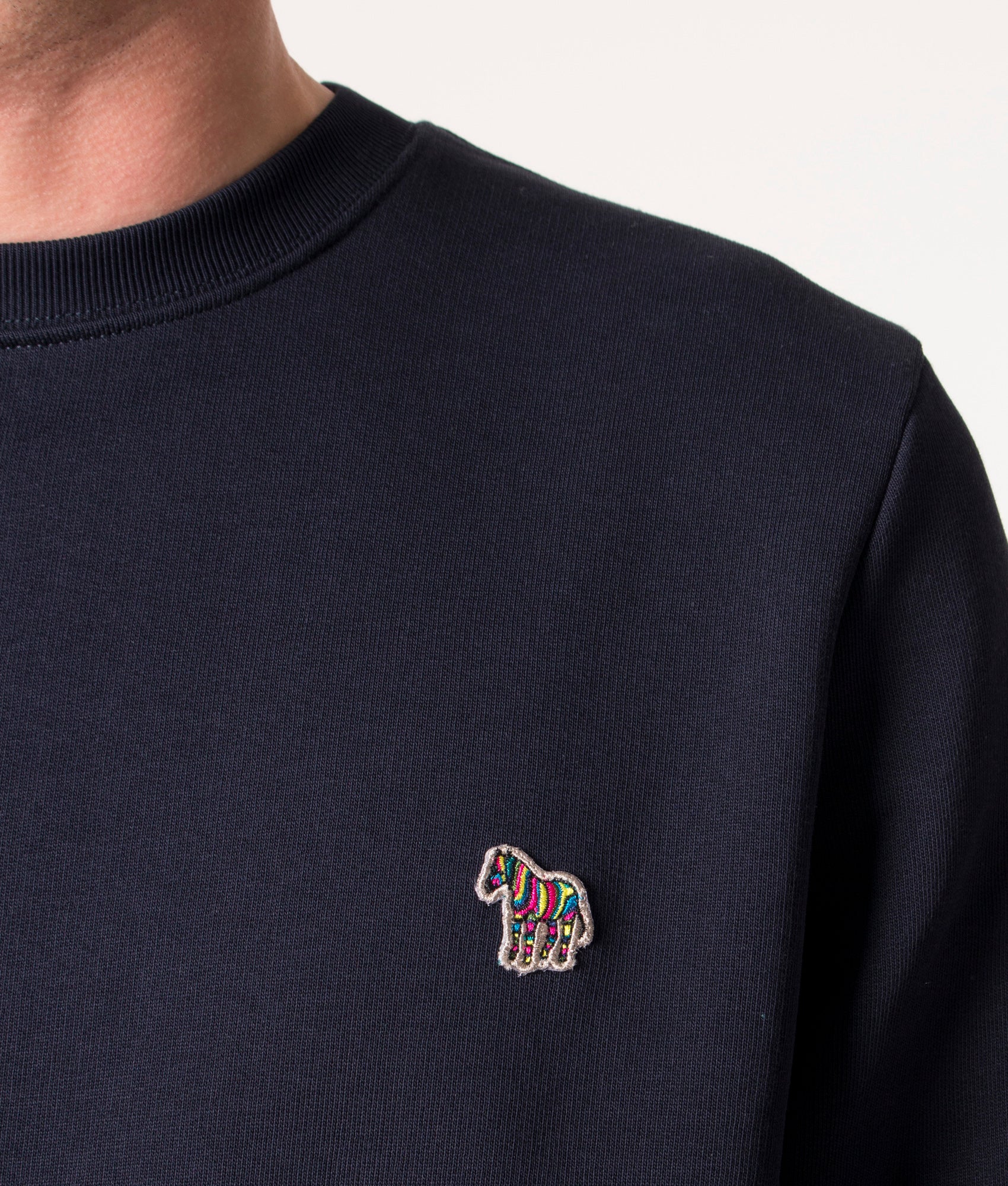 PS Paul Smith Zebra Logo Sweatshirt Very Dark Navy. Motif Shot at EQVVS
