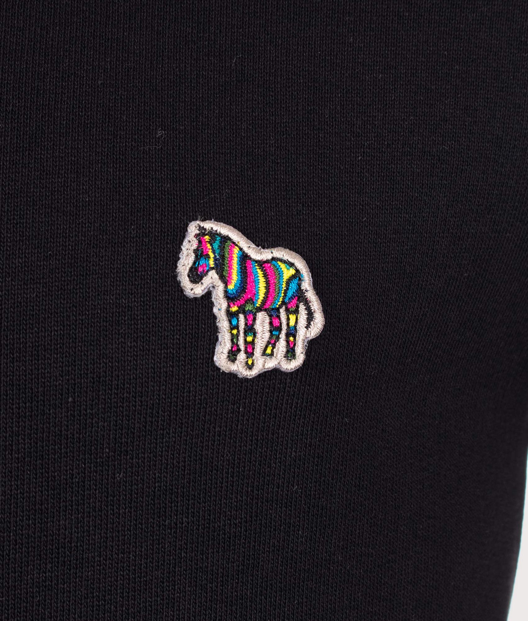PS Paul Smith Zebra Logo Sweatshirt in Black at EQVVS Menswear. Detail shot.