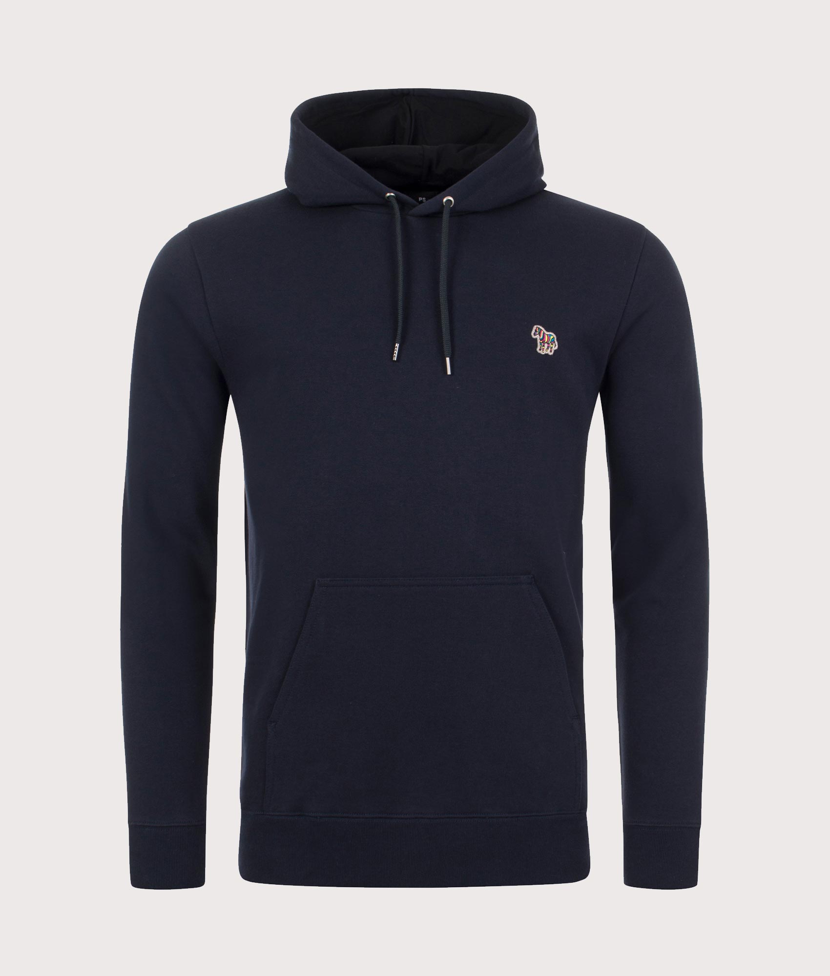 PS Paul Smith Zebra Logo Hoodie in Very Dark Navy at EQVVS Menswear. Front shot.