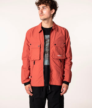 Marshall Artist Cotton Polyamide Overshirt in Rust at EQVVS. Model, front. 