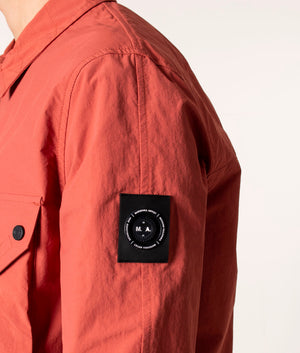 Marshall Artist Cotton Polyamide Overshirt in Rust at EQVVS. Model, detail. 