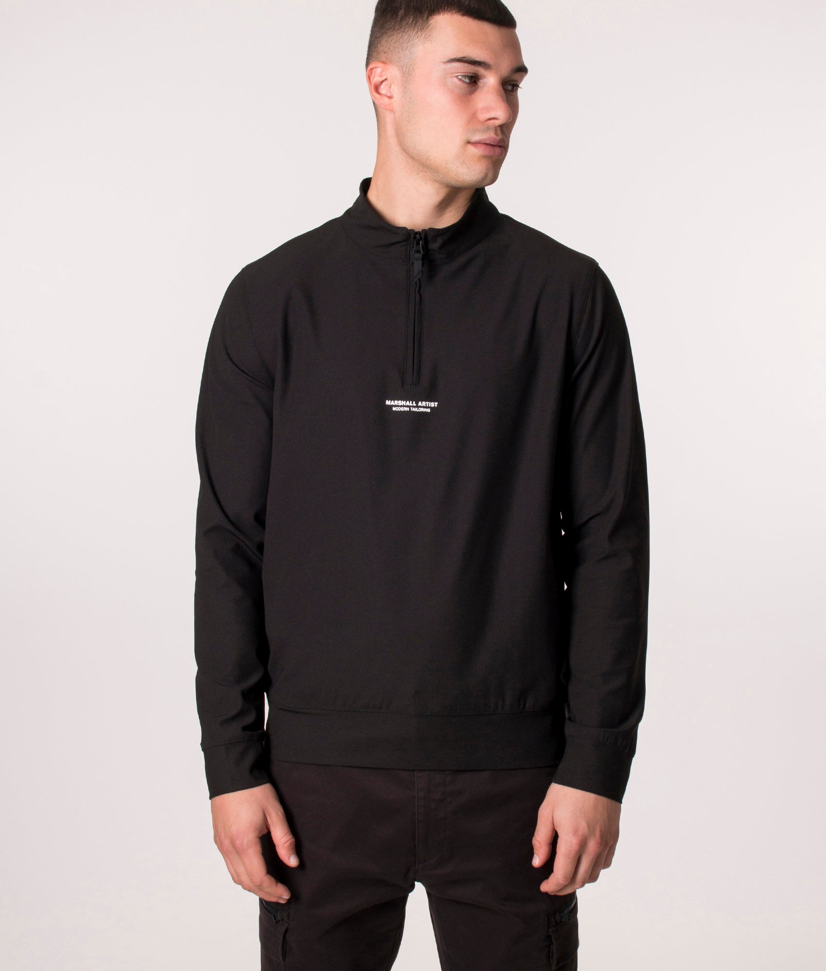 Softshell Training Long Sleeve T-Shirt in Black by Marshall Artist at EQVVS Model Front