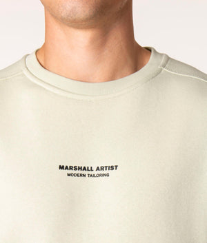 Siren Crew Neck Sweatshirt in Pistachio, Marshall Artist, EQVVS, Front Detsail Model