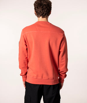 Marshall Artist Siren Crew Sweatshirt in Rust at EQVVS. Model, back. 