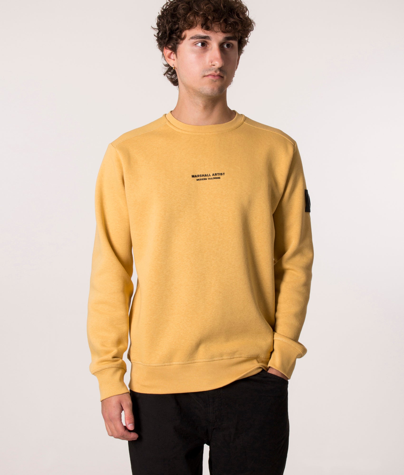 Siren Crew Sweat in Mustard by Marshall Artist at EQVVS Model Front
