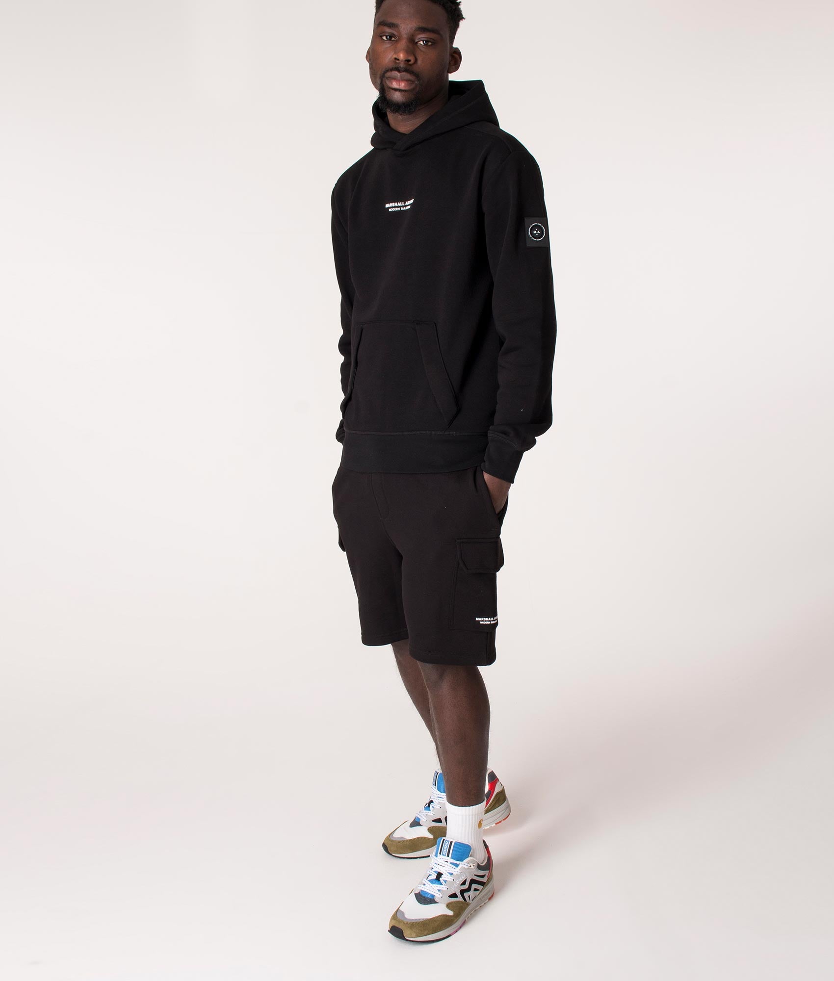 Regular-Fit-Siren-Cargo-Sweat-Shorts-Black-Marshall-Artist-EQVVS