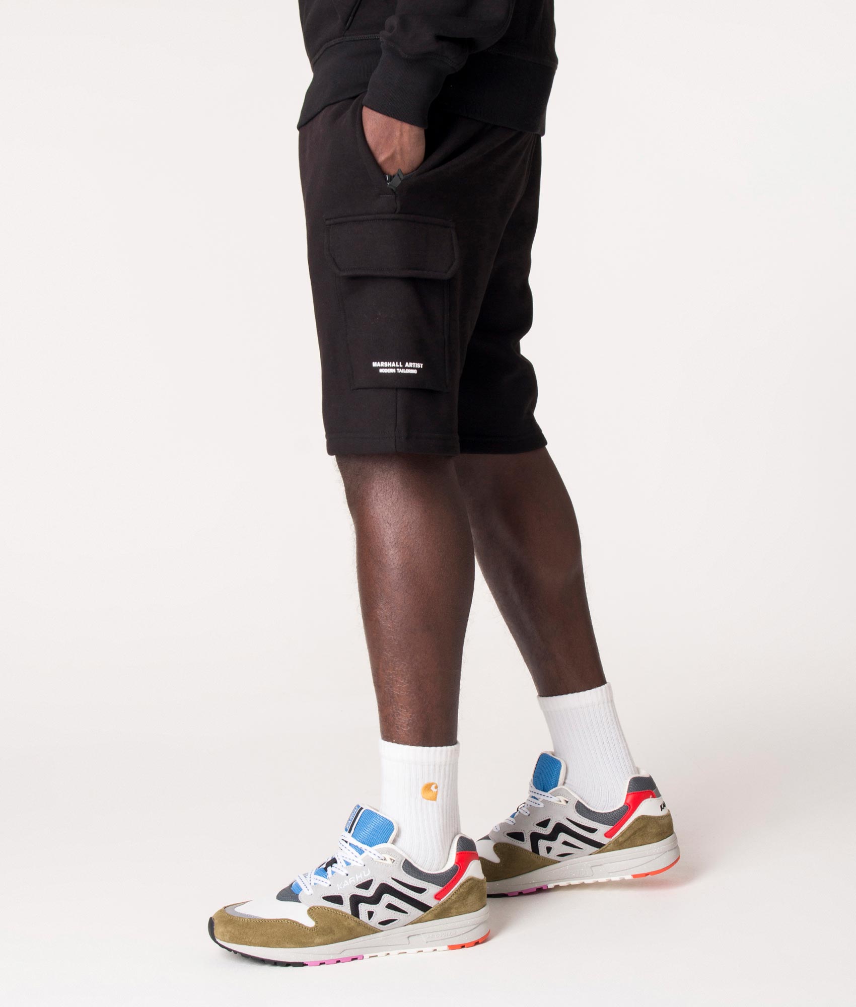 Regular-Fit-Siren-Cargo-Sweat-Shorts-Black-Marshall-Artist-EQVVS