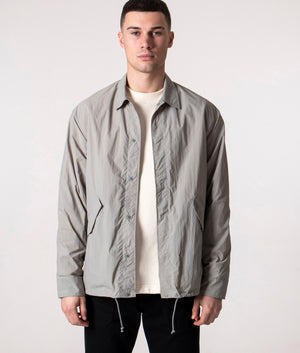 Relaxed Fit Fishtail Overshirt-Khaki-Grey-Uniform-Bridge-EQVVS