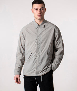 Relaxed Fit Fishtail Overshirt-Khaki-Grey-Uniform-Bridge-EQVVS