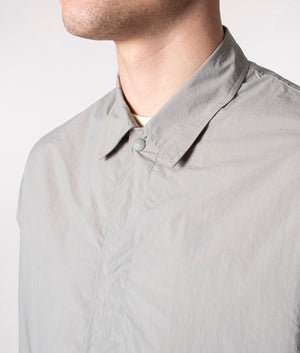 Relaxed Fit Fishtail Overshirt-Khaki-Grey-Uniform-Bridge-EQVVS