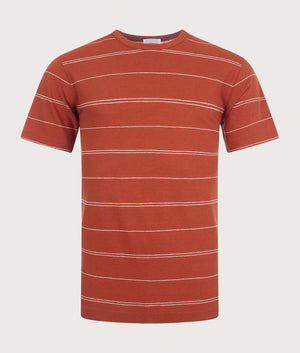 Joakim-Cotton/Linen-Fine-Stripe-T-Shirt-Burnt-Havtorn-Norse-Projects-EQVVS