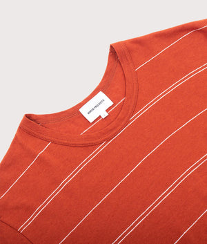Joakim-Cotton/Linen-Fine-Stripe-T-Shirt-Burnt-Havtorn-Norse-Projects-EQVVS