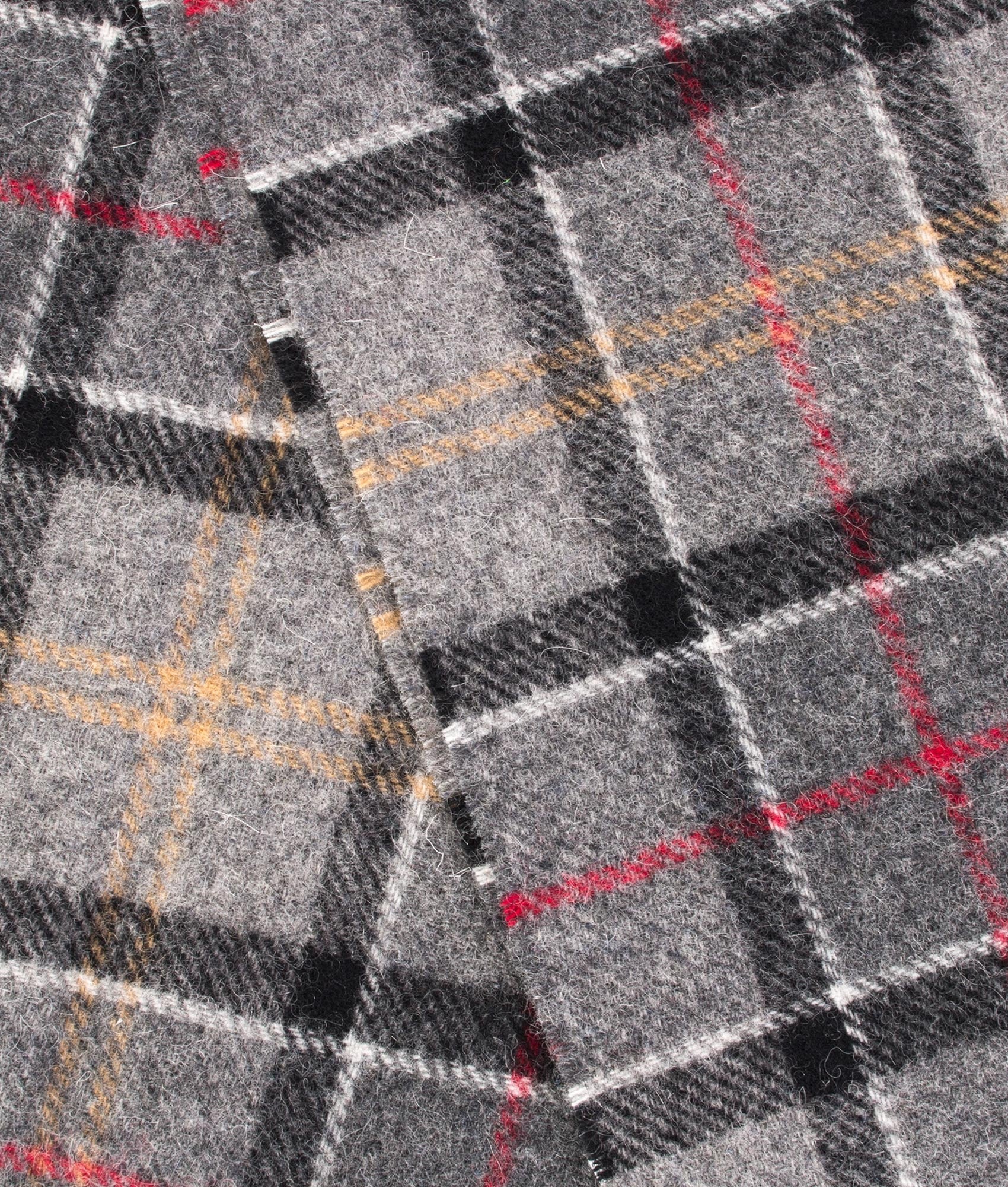 Barbour Lifestyle Tartan Scarf in Modern Tartan at EQVVS Menswear. Detail shot.