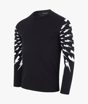 Off-Set-Fair-Isle-Thunderbolt-Sleeve-T-Shirt-Black-White-Neil-Barrett-EQVVS