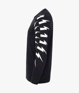 Off-Set-Fair-Isle-Thunderbolt-Sleeve-T-Shirt-Black-White-Neil-Barrett-EQVVS