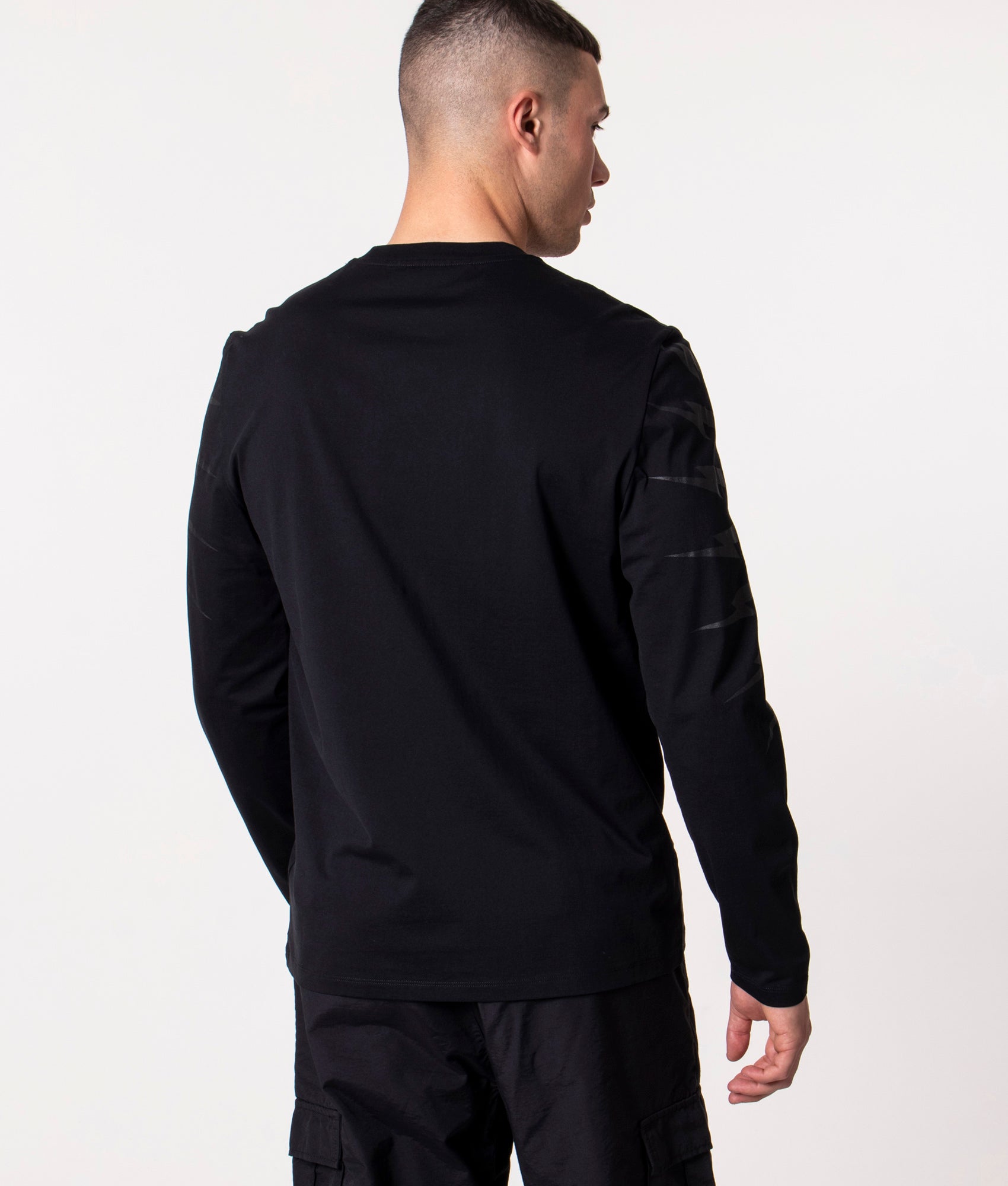 Off-Set-Fair-Isle-Thunderbolt-Sleeve-T-Shirt-Black/Black-Neil-Barrett-EQVVS 