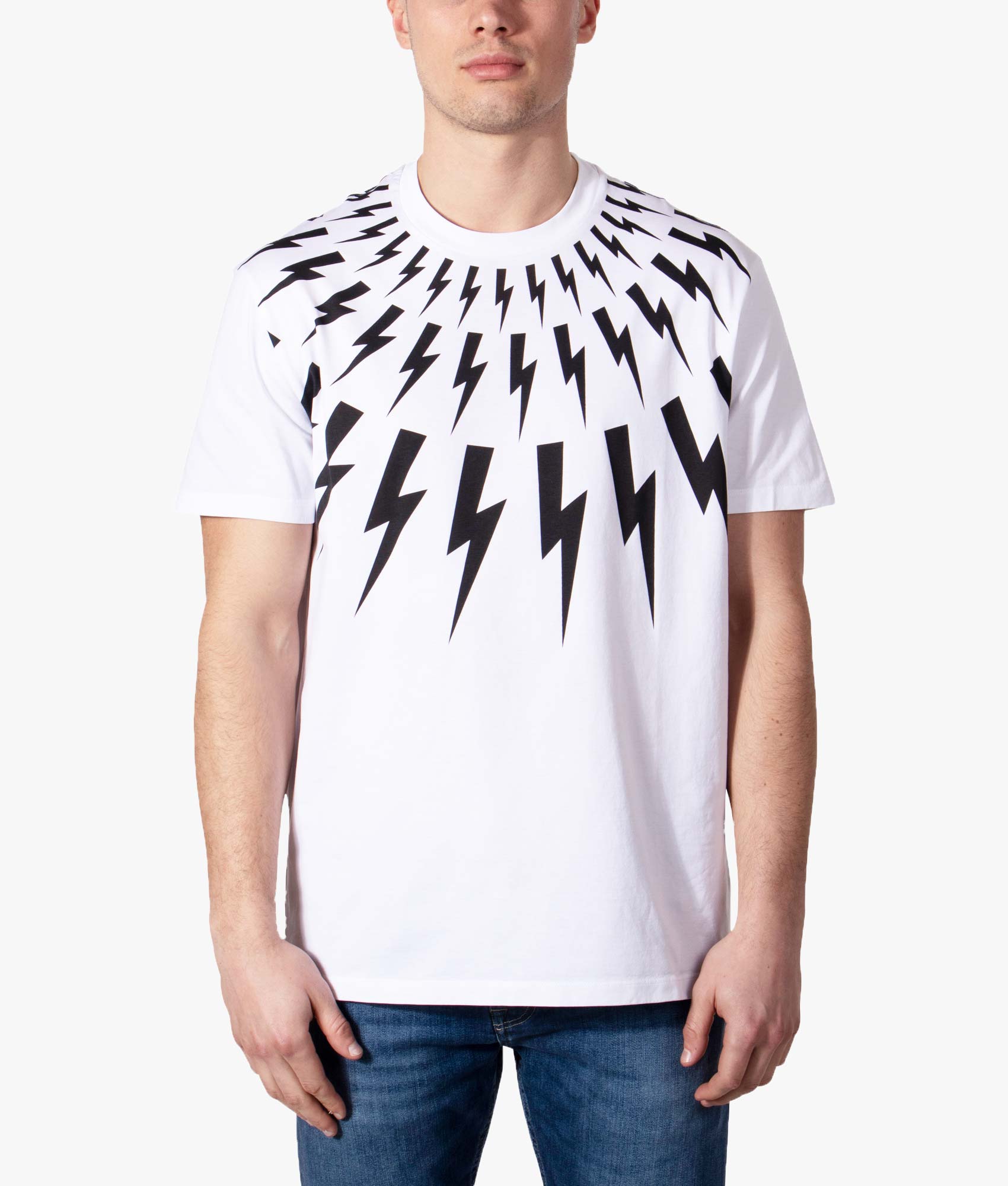 Fair-Isle-Thunderbolt-T-Shirt-White/Black-Neil-Barrett-EQVVS