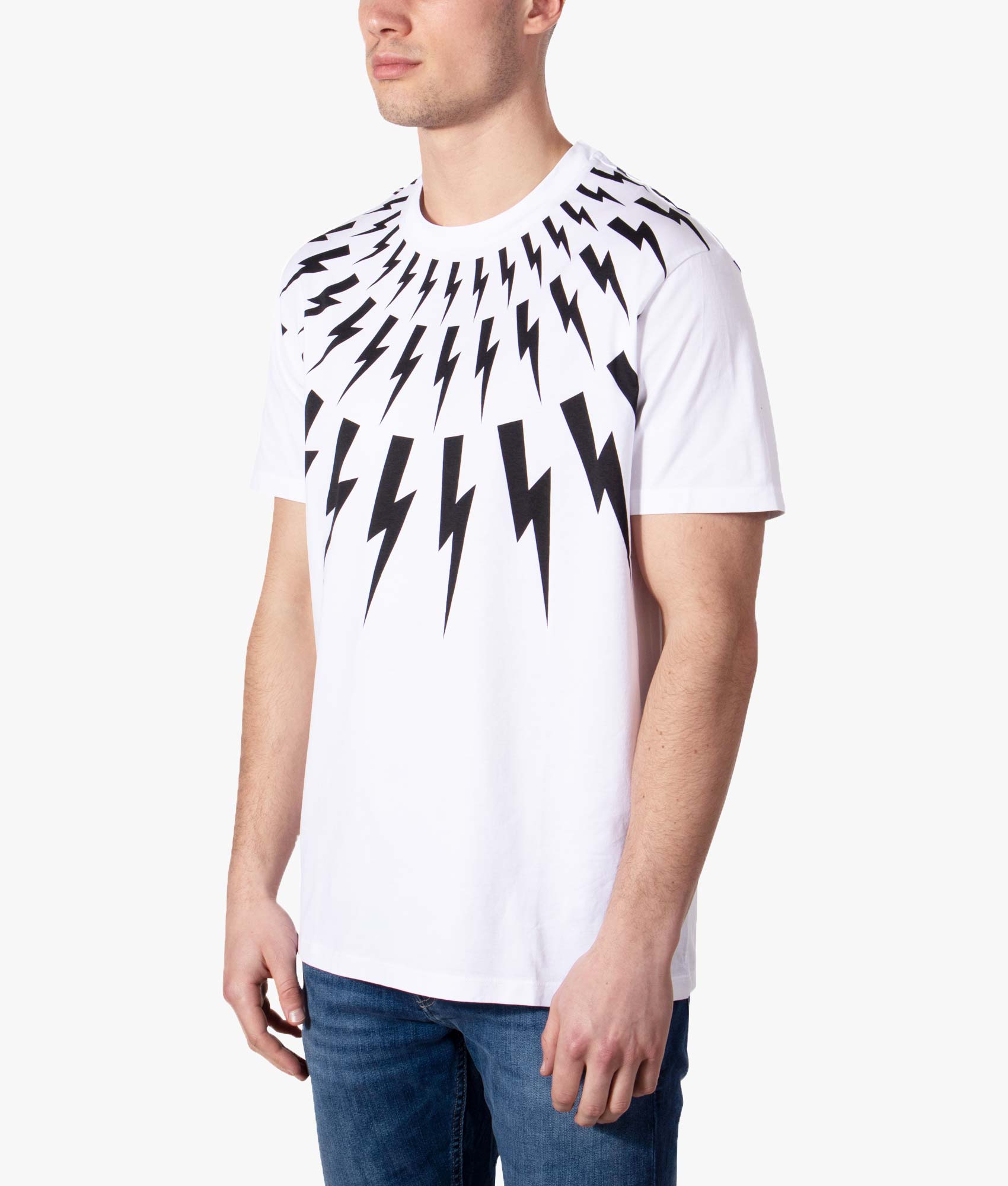 Fair-Isle-Thunderbolt-T-Shirt-White/Black-Neil-Barrett-EQVVS