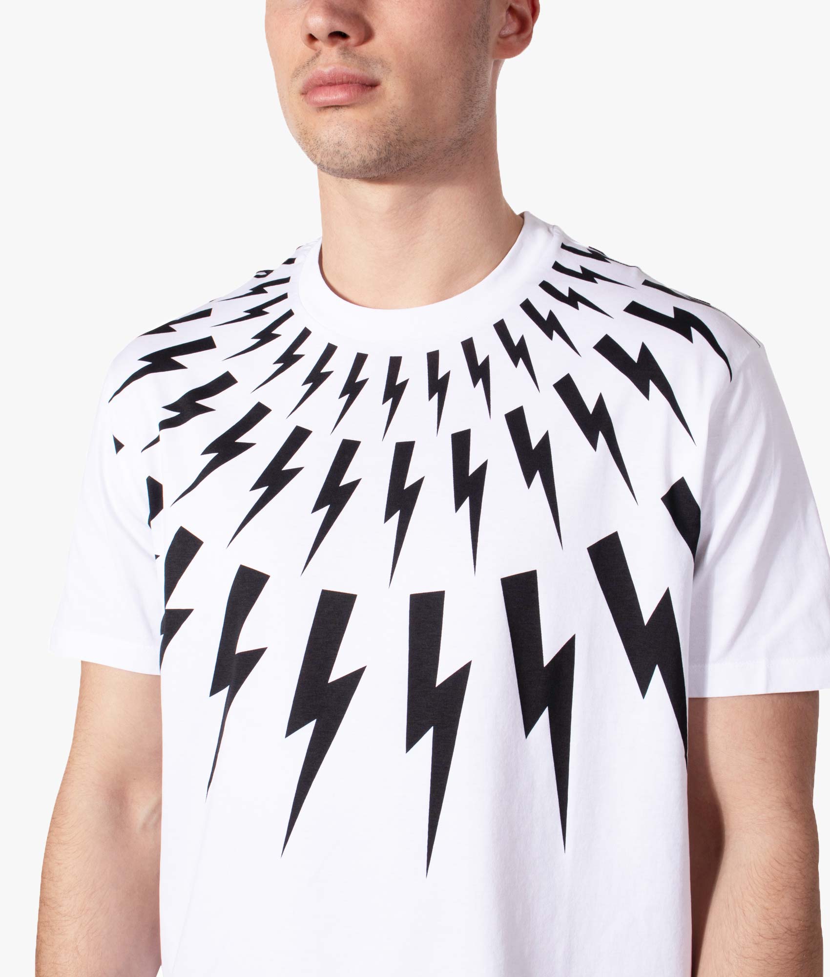 Fair-Isle-Thunderbolt-T-Shirt-White/Black-Neil-Barrett-EQVVS