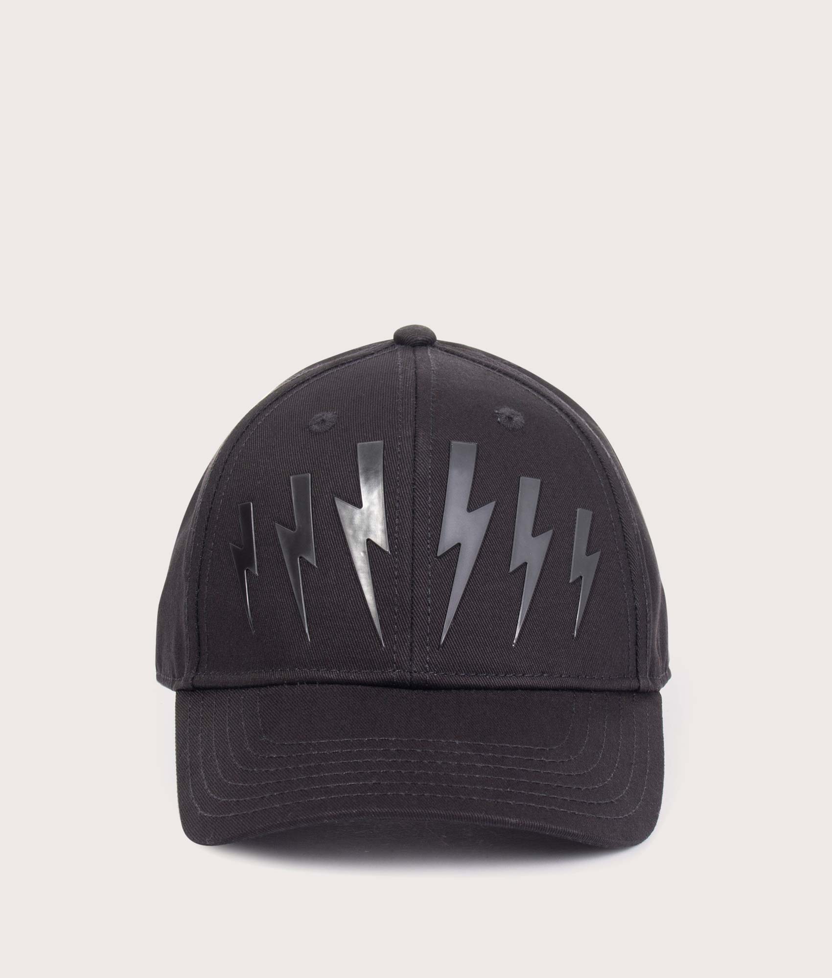 Bolt-Cotton-Twill-Six-Panels-Cap-Black/Black-Neil-Barrett-EQVVS