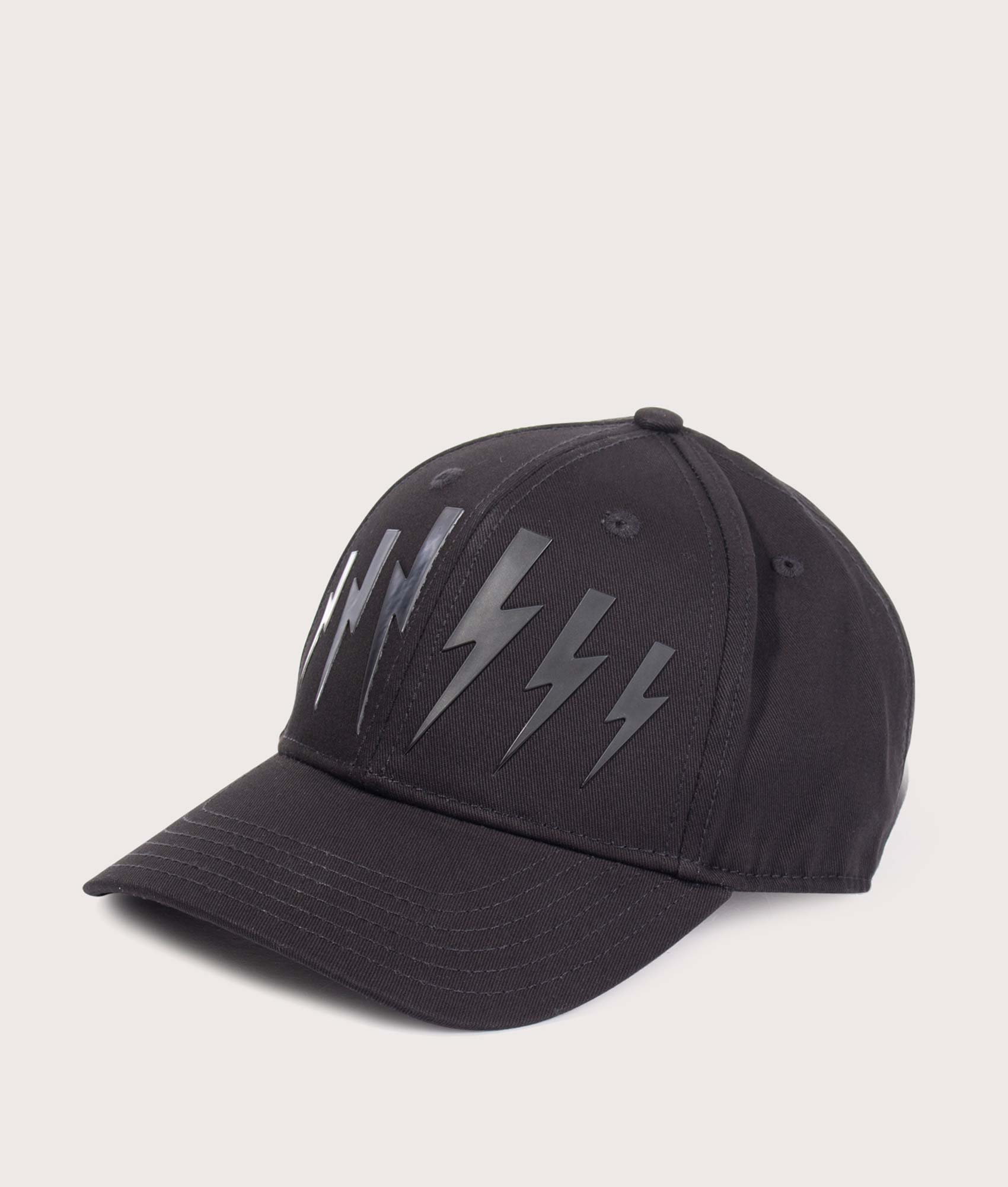 Bolt-Cotton-Twill-Six-Panels-Cap-Black/Black-Neil-Barrett-EQVVS