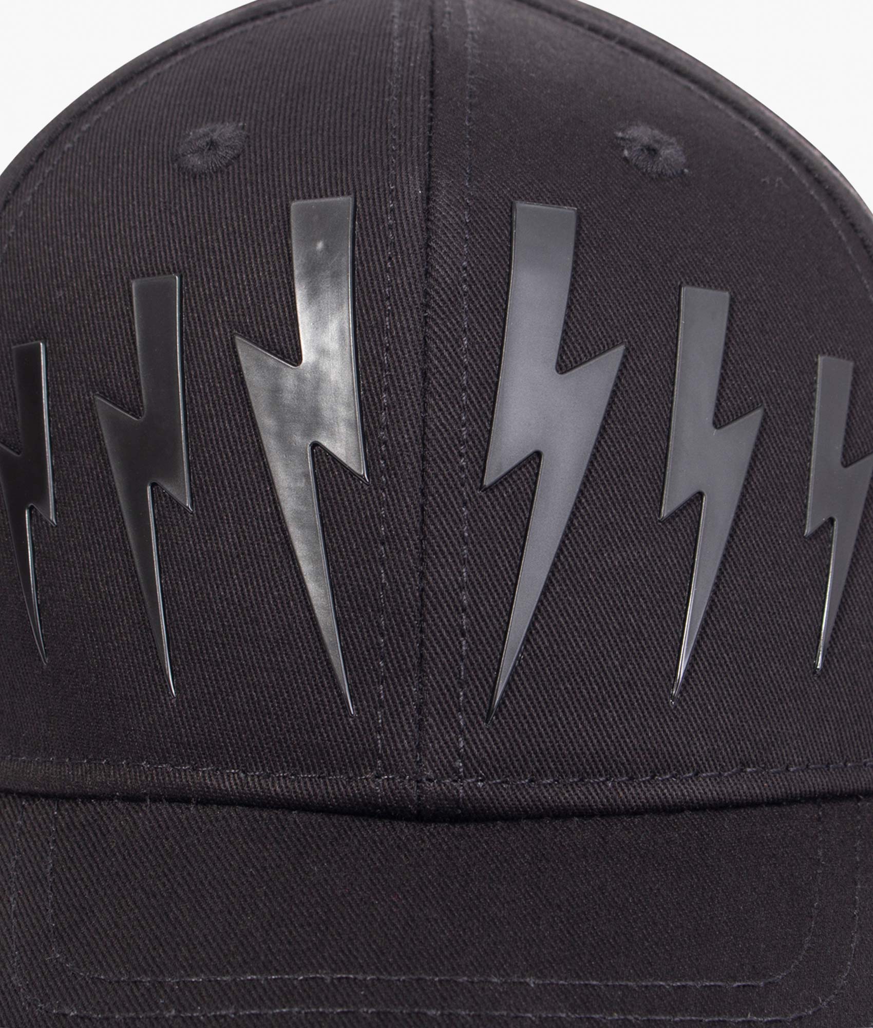 Bolt-Cotton-Twill-Six-Panels-Cap-Black/Black-Neil-Barrett-EQVVS