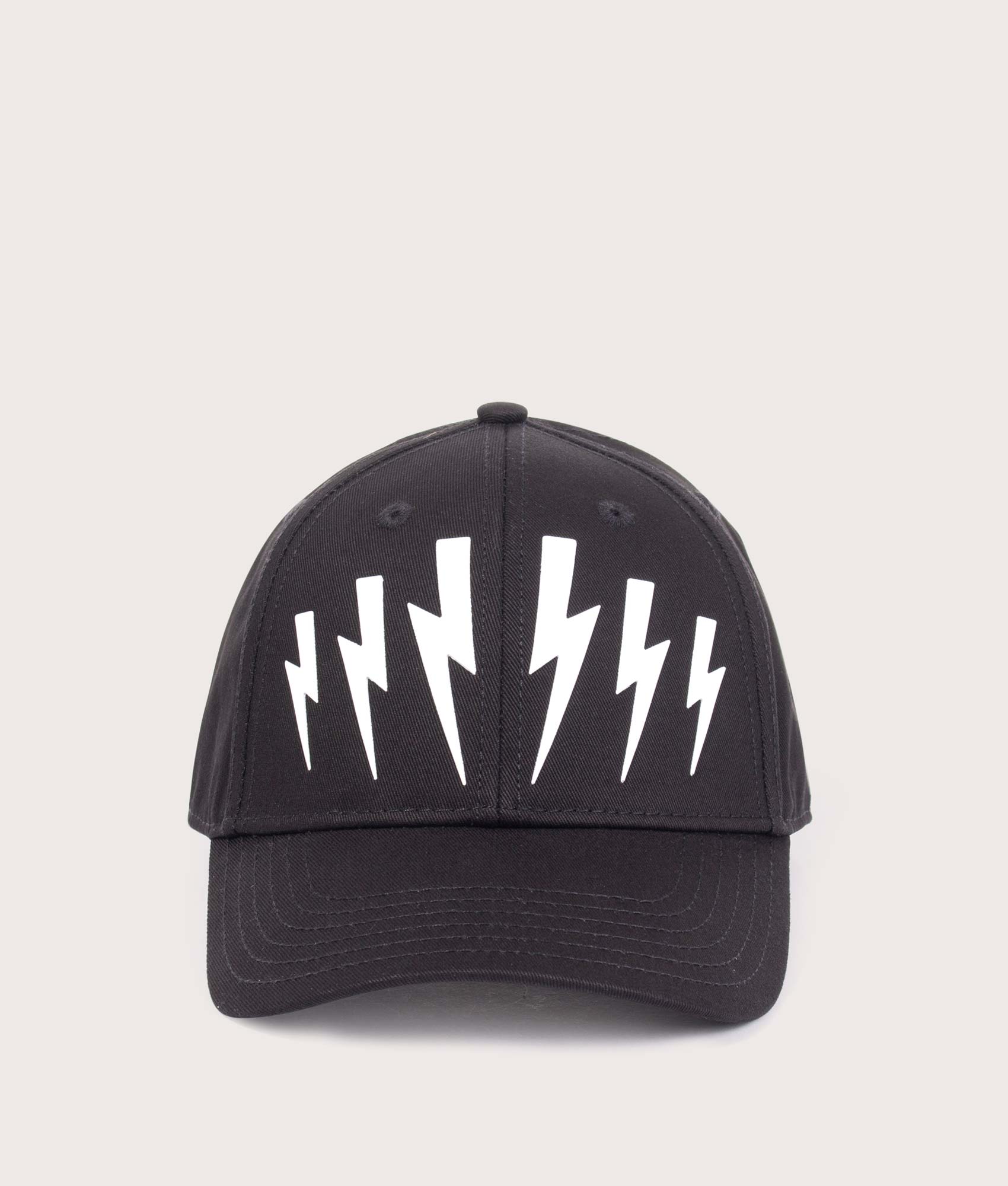 Bolt-Cotton-Twill-Six-Panels-Cap-Black/White-Neil-Barrett-EQVVS