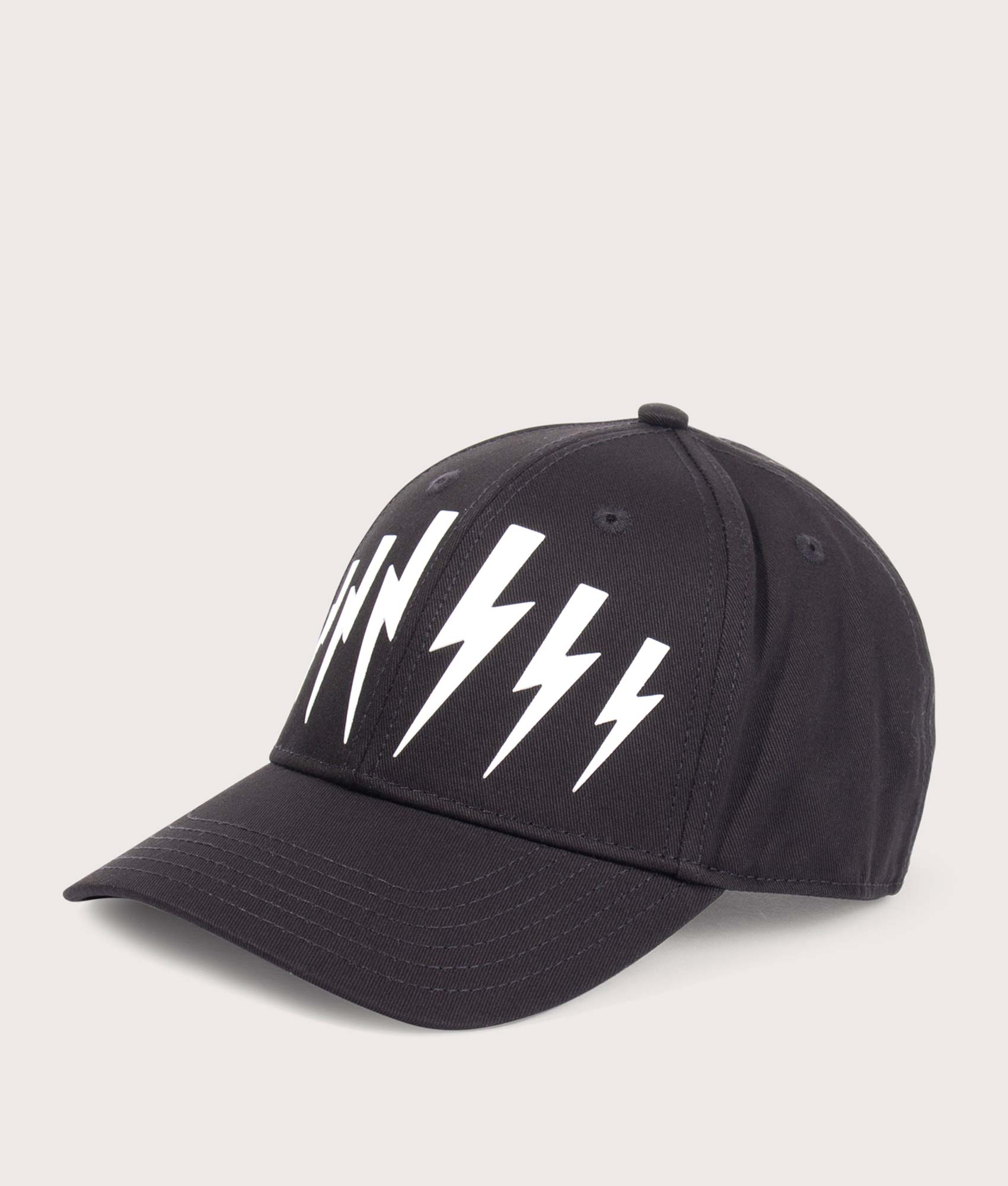 Bolt-Cotton-Twill-Six-Panels-Cap-Black/White-Neil-Barrett-EQVVS