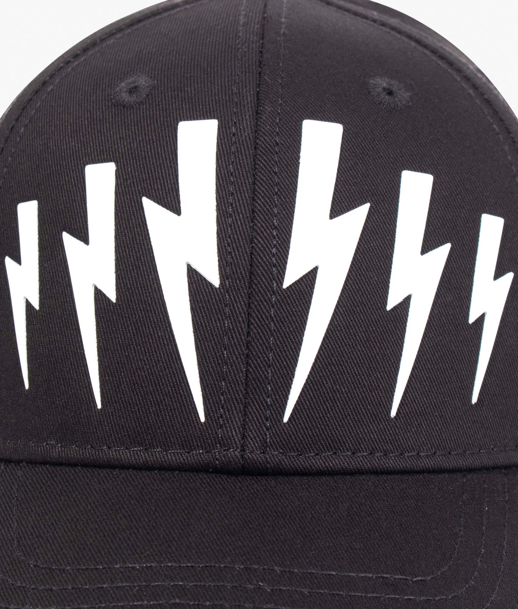 Bolt-Cotton-Twill-Six-Panels-Cap-Black/White-Neil-Barrett-EQVVS