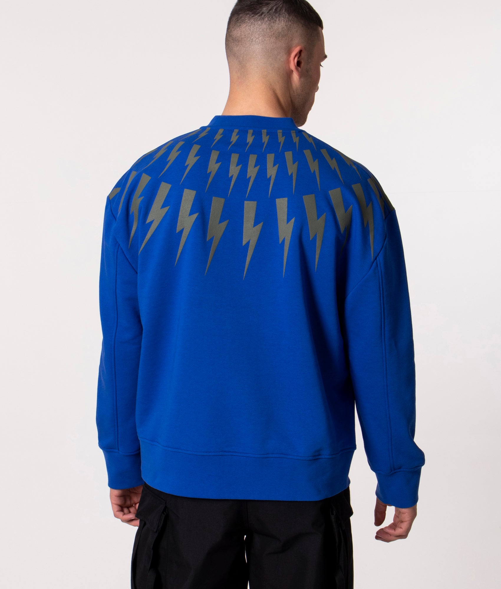 Relaxed Fair Isle Thunderbolt Sweat Cobalt/Sage | Neil