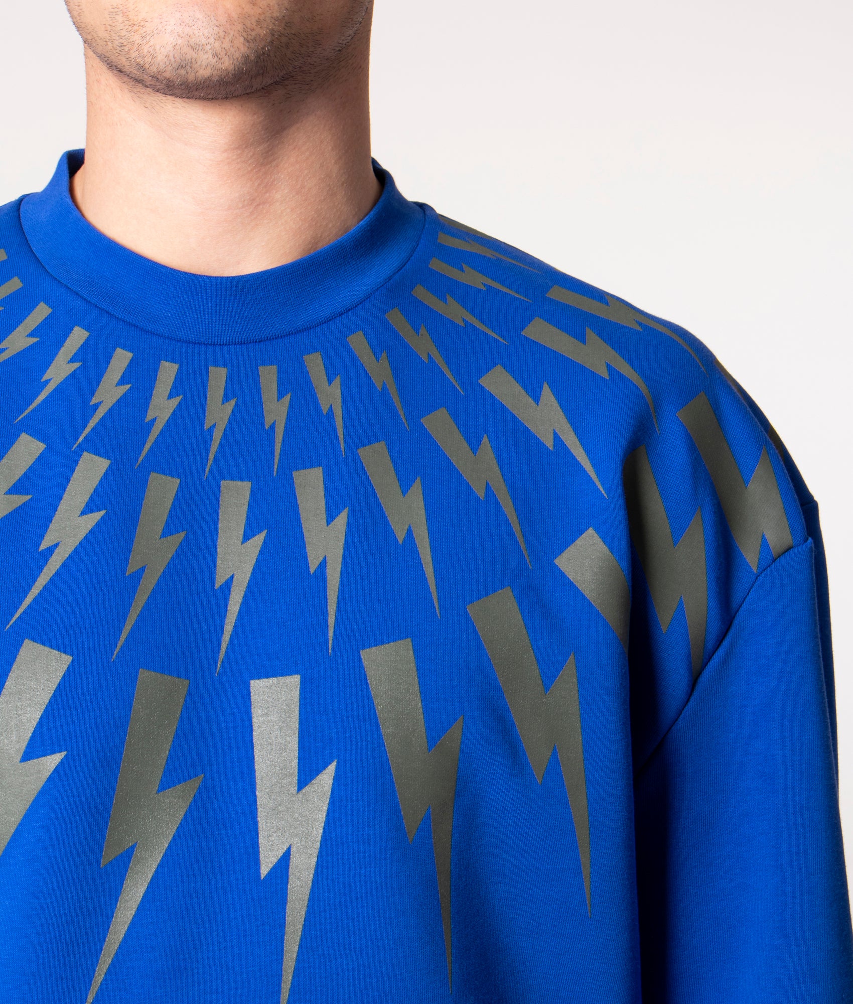 Relaxed Fair Isle Thunderbolt Sweat Cobalt/Sage | Neil