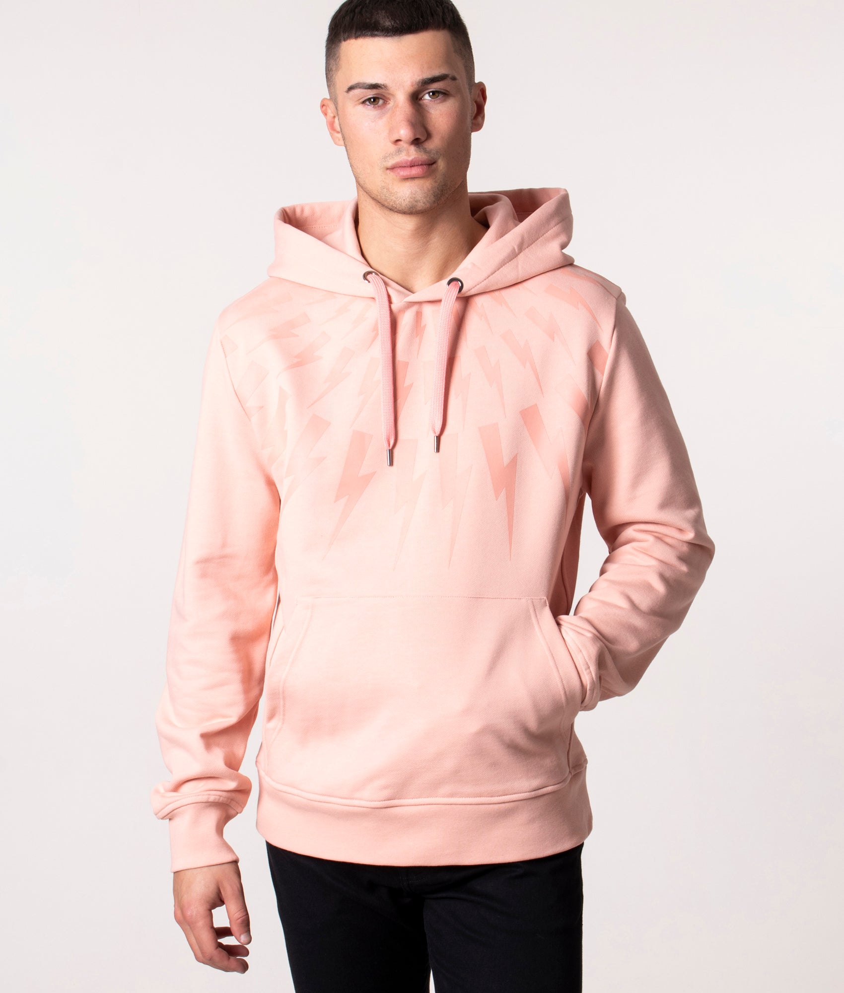 Fair-Isle-Thunderbolt-Hoodie-Salmon/Dark-Salmon-Neil-Barrett-EQVVS 