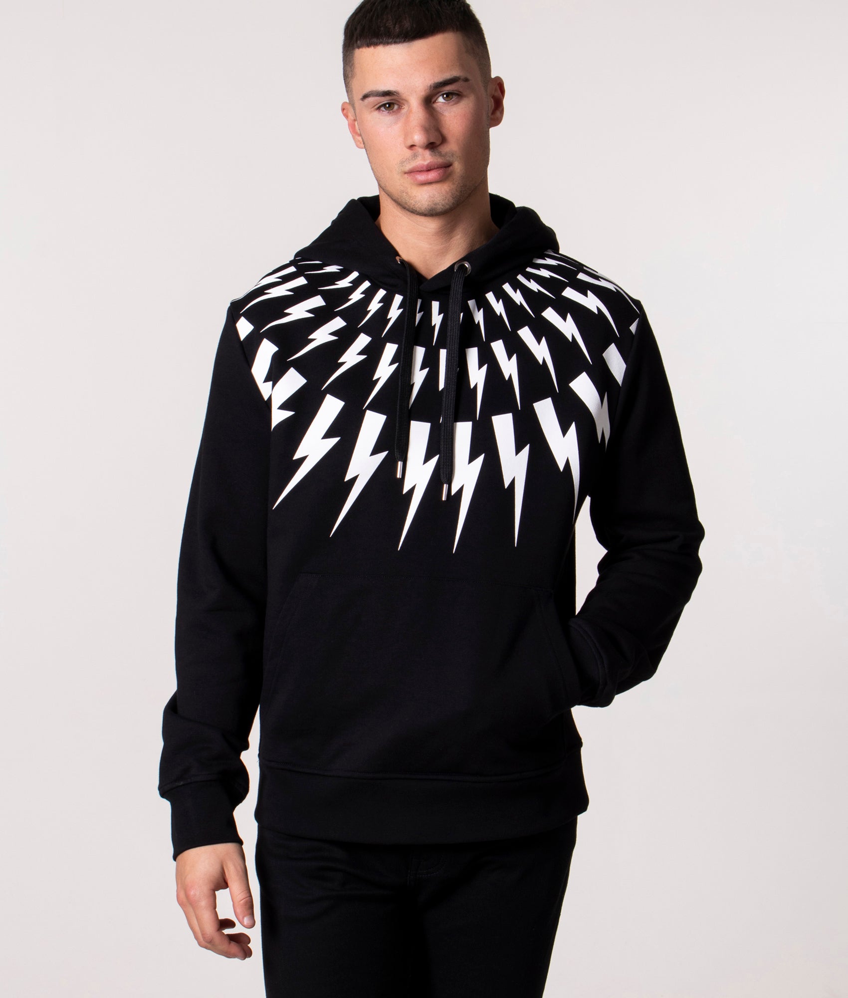 Fair-Isle-Thunderbolt-Hoodie-Black/White-Neil-Barrett-EQVVS 