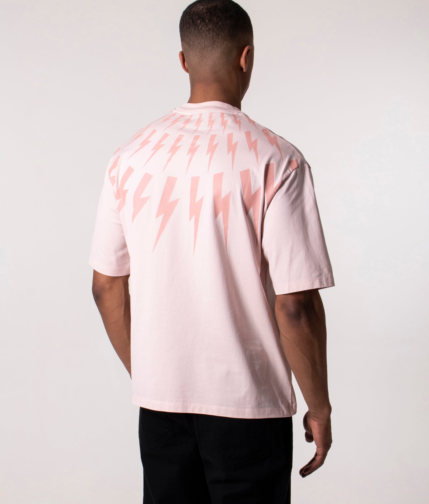 Relaxed-Fit-Fair-Isle-Thunderbolt-T-Shirt-Salmon/Dark-Salmon-Neil-Barrett-EQVVS