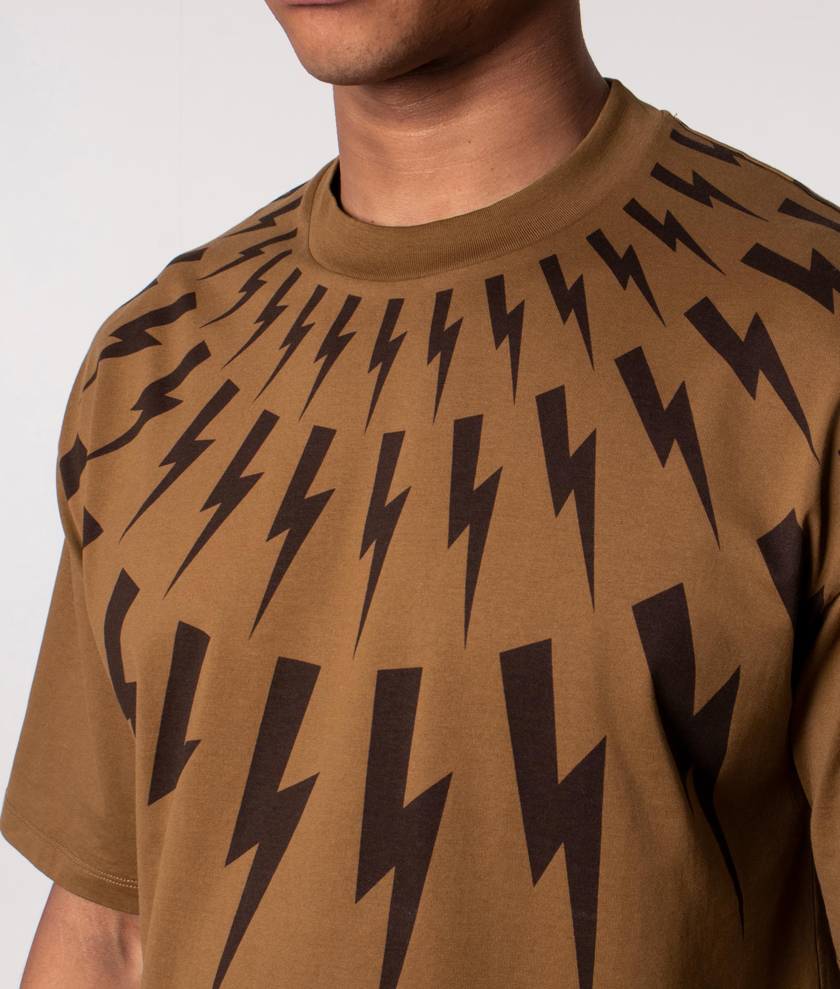 Relaxed-Fit-Fair-Isle-Thunderbolt-T-Shirt-Caramel/Dark-Caramel-Neil-Barrett-EQVVS