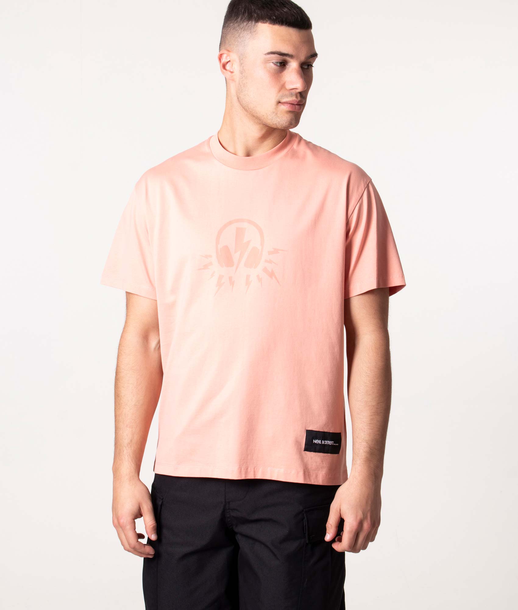 Relaxed-Fit-DJ-Sonic-Bolt-T-Shirt-Dark-Salmon/Coral-Neil-Barrett-EQVVS