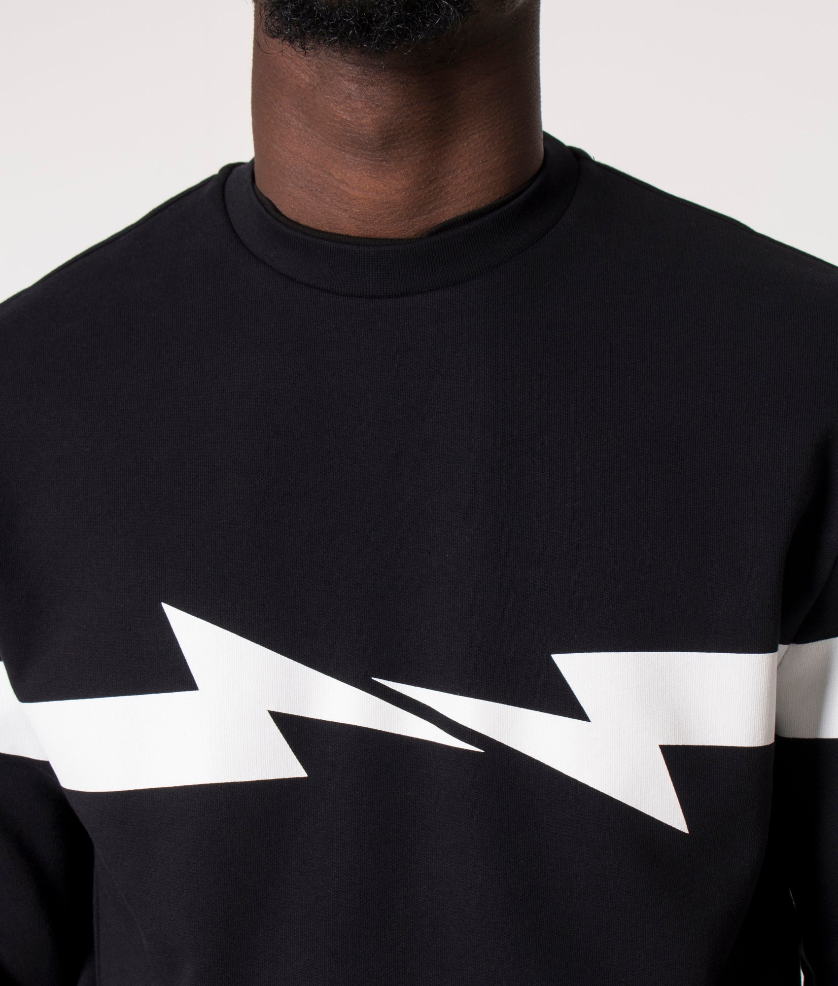 Slim-Fit-Horizontal-Bolt-Print-Sweatshirt-Black/White-Neil-Barrett-EQVVS