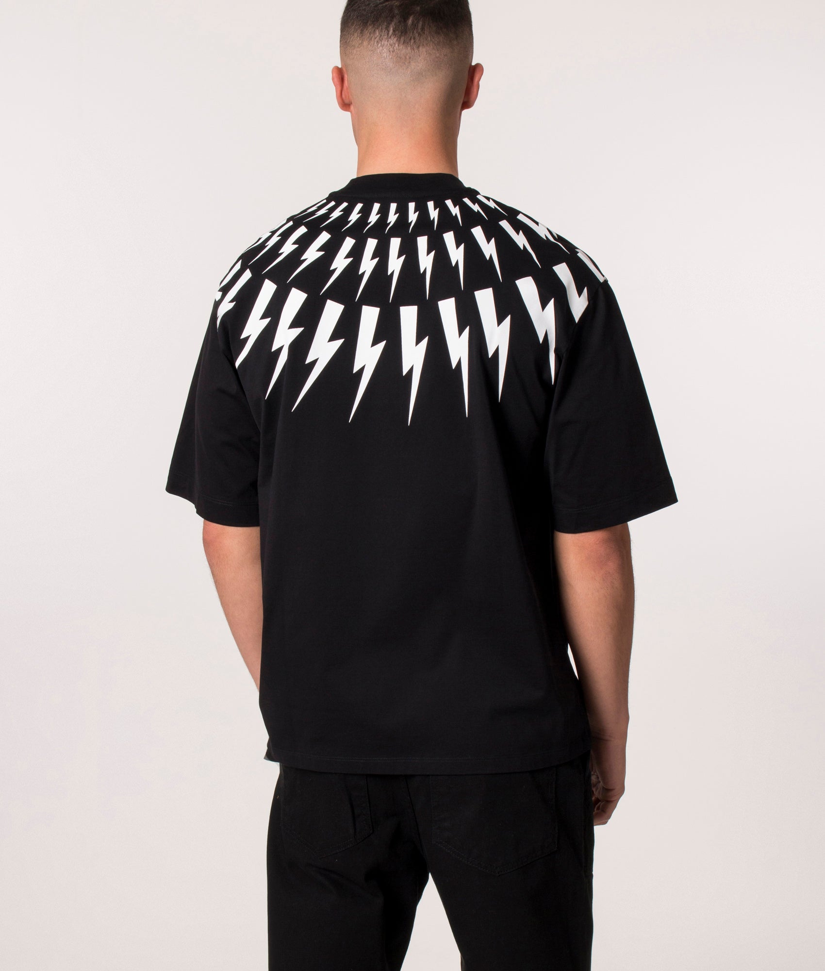 Oversized-Fair-Isle-Thunderbolt-T-Shirt-Black/White-Neil-Barrett-EQVVS