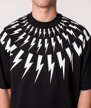 Oversized-Fair-Isle-Thunderbolt-T-Shirt-Black/White-Neil-Barrett-EQVVS